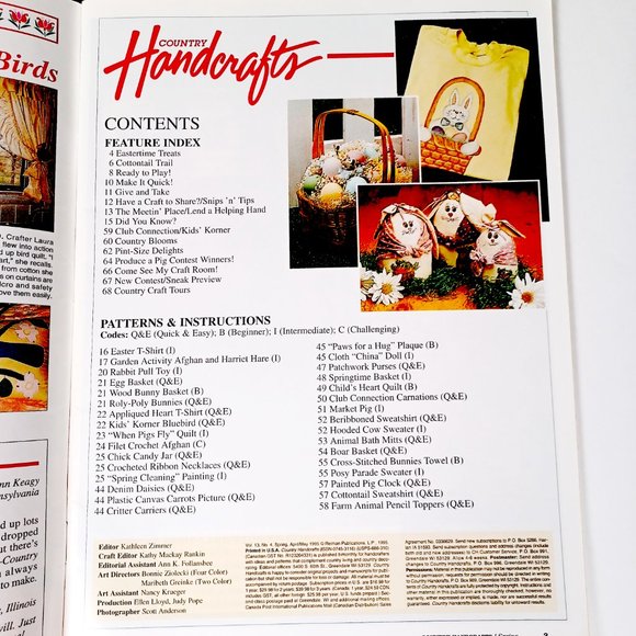 Country Handcrafts April May 1995 32 Various Craft Projects 68 Pages - Picture 2 of 8